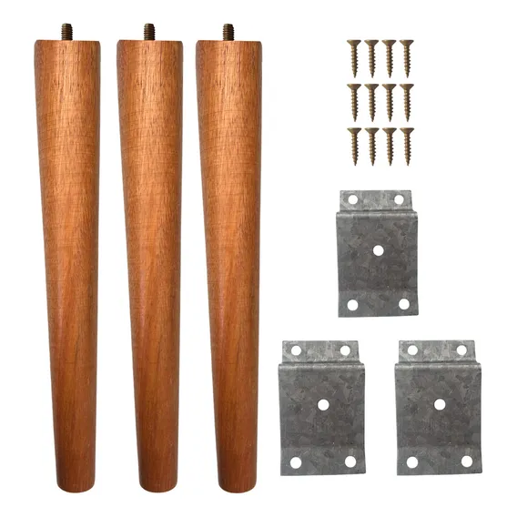 Kit 3 Pés Palito Madeira Com Chapinhas De Metal E Parafusos Foto 1