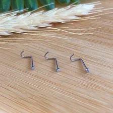 Kit 3 Piercings Ponto De Luz Titânio Aba Nasal Nariz Cor Prateado Foto mini 2