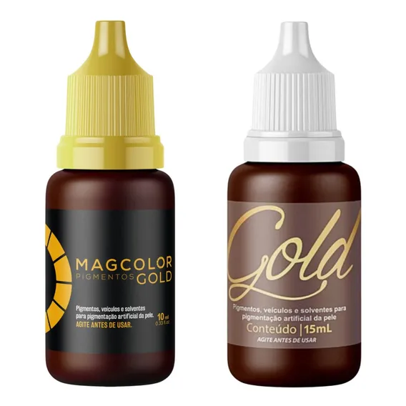 Kit 3 Pigmentos Mag Gold 15ml + 2 Pigmentos Mag Gold 10ml Foto 1