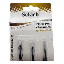 Kit 3 Pinças De Sobrancelha Profissional Sekich Sortidas Foto mini 2