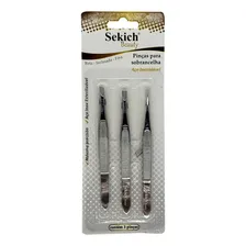 Kit 3 Pinças De Sobrancelha Profissional Sekich Sortidas Foto mini 1