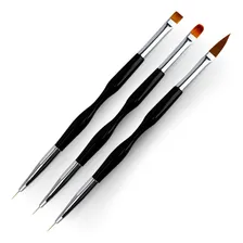 Kit 3 Pincéis 2 Pontas Unhas Gel Acrigel Decoração Manicure Foto mini 1