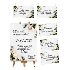 Kit 3 Placas Casamento 1 40x60 Recepção E 2 Cadeiras Noivos Foto  mini 1