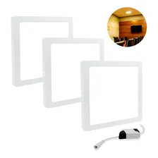 Kit 3 Plafon Sobrepor Painel De Led 18w Quadrado Luz Quente Estrutura Branco Quente 127/220v Foto  mini 1