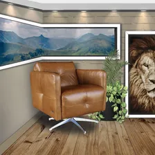 Kit 3 Poltronas Girat贸ria Astana Couro Marrom - Gran Belo Foto mini 2
