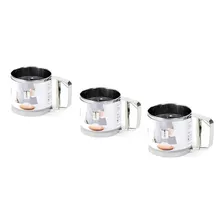 Kit 3 Polvilhador Caneca Peneira Gatilho Inox Farinha Açúcar Foto mini 1
