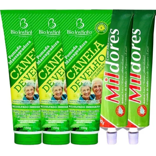 Kit 3 Pomada Canela De Velho 150g + 2 Creme Mil Dores 100g Foto 1