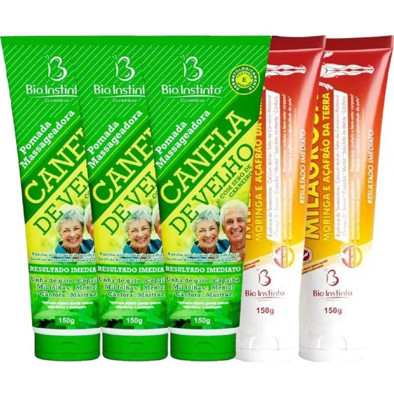 Kit 3 Pomada Canela De Velho 150g + 2 Pomada Milagrosa 150g Foto 1