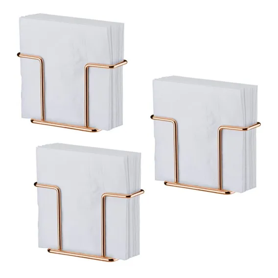 Kit 3 Porta Suporte Guardanapos Mesa Café Rosé Gold 1155rg Foto 1