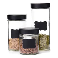 Kit 3 Potes Com Lousa Preta + 3 Potes Aço Inox Mantimentos Foto mini  2