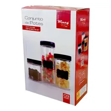 Kit 3 Potes Com Lousa Preta + 3 Potes Aço Inox Mantimentos Foto mini 4