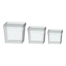 Kit 3 Potes Herméticos Quadrado Porta Mantimentos Conjunto Foto mini 1