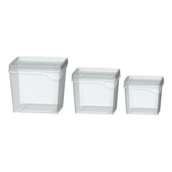 Kit 3 Potes Herméticos Quadrado Porta Mantimentos Conjunto Foto 1