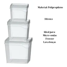 Kit 3 Potes Herméticos Quadrado Porta Mantimentos Conjunto Foto mini 4