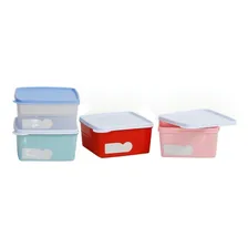 Kit 3 Potes Herméticos Quadrado Tampa 1 L Microondas Freezer Foto mini 1