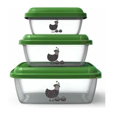 Kit 3 Potes Plásticos Alimentos Verde Foto  mini 1