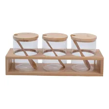 Kit 3 Potes Vidro 300ml, Tampa Bambu Foto mini  2