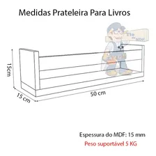 Kit 3 Prateleira 50x15x15p Reforçado Branco Mdf Infantil Foto mini  2