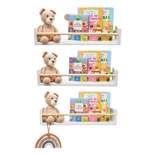 Kit 3 Prateleira Infantil Para Livros Brinquedos 40cm Cor Branco Foto mini 1