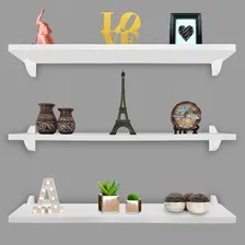 Kit 3 Prateleiras De Parede Nicho Mdf 60x15 Branco 15mm Foto mini 2