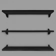 Kit 3 Prateleiras De Parede Nicho Mdf 60x15 Preto 15mm Foto mini 2