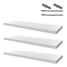 Kit 3 Prateleiras Em Mdf Branco 10x45cm Com Suporte Fixação Foto mini 1