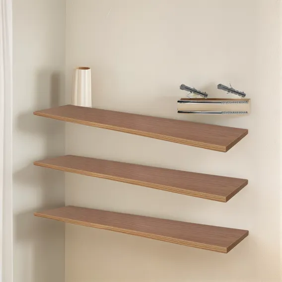 Kit 3 Prateleiras Em Mdf Madeirado 10x30cm E Suporte Fixação Foto 1