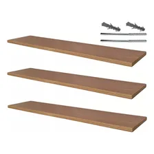 Kit 3 Prateleiras Em Mdf Madeirado 10x30cm E Suporte Fixação Foto mini 1