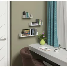 Kit 3 Prateleiras Nicho U Branco Mdf Decorativo Compmovel Foto mini 4