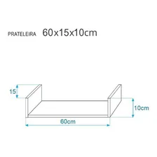 Kit 3 Prateleiras Nichos U 60x15 Mdf Preto Suporte Invisível Foto mini  3
