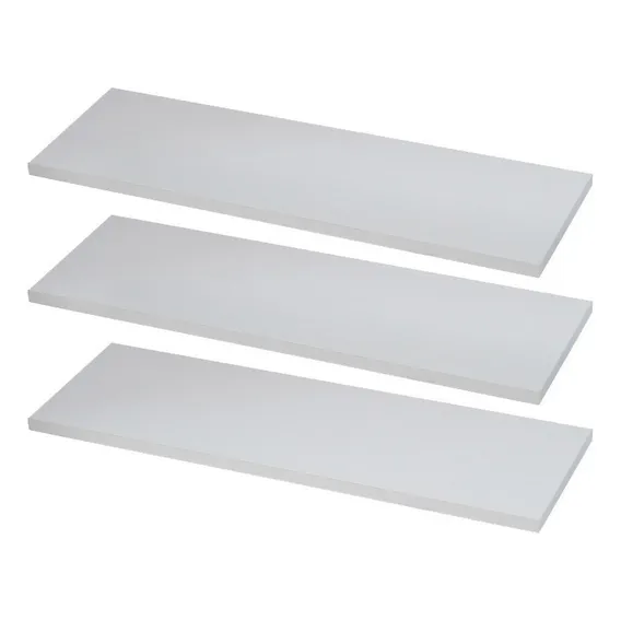 Kit 3 Prateleiras Reta Mdf Branca 40x15 + Suporte Foto 1