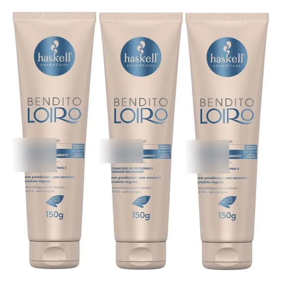 Kit 3 Proteina Creme De Pentear Bendito Loiro 150gr Haskell Foto 1
