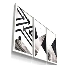 Kit 3 Quadro Decorativo Geometrico Moderno Abstrato Cinza Foto mini 1