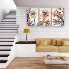 Kit 3 Quadros 20x30 Floral Flores Artistico Aquarela Cor Mdf Foto mini 4