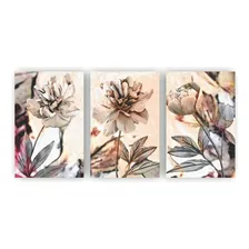 Kit 3 Quadros 20x30 Floral Flores Artistico Aquarela Cor Mdf Foto mini 1