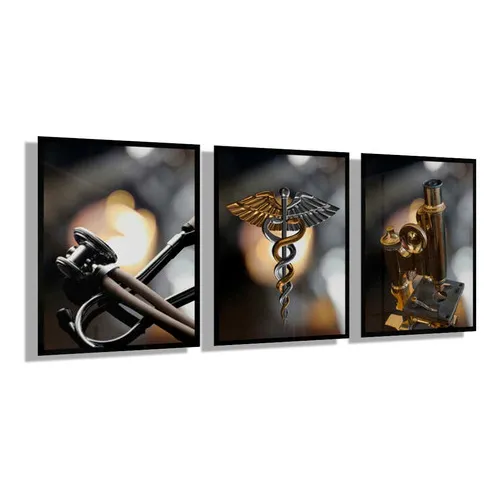Kit 3 Quadros A3 Quarto Médico - 43x33cm - Medicina Foto 1