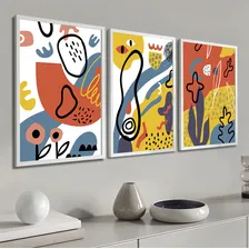 Kit 3 Quadros Arte Abstrata Colorida Formas 60x40cm Cor Branco Foto mini 2