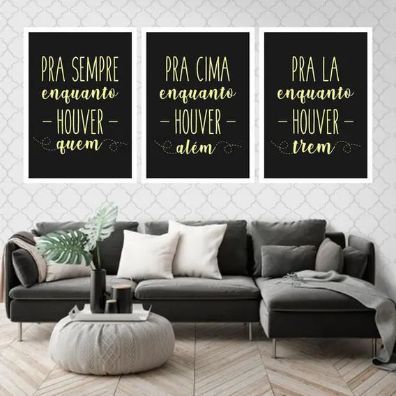 Kit 3 Quadros Decorativos Pra Sempre, Pra Cima, Pra Lá Foto 1