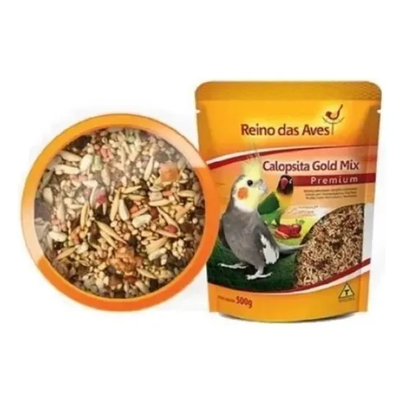 Kit 3 Ração Calopsita Gold Mix 500gr - Reino Das Aves Foto 1