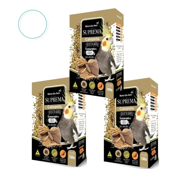 Kit 3 Ração Suprema Calopsita Selecta Grãos Reino Das Aves Foto 1