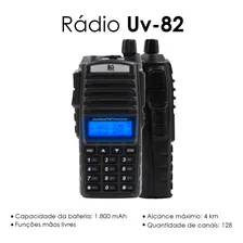 Kit 3 Rádio Ht Comunicador Walk Talk Baofeng Dual Band Uv82 Foto mini  2