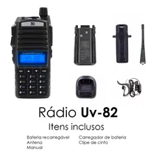 Kit 3 Rádio Ht Comunicador Walk Talk Baofeng Dual Band Uv82 Foto mini  3