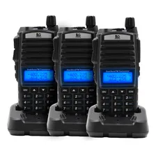 Kit 3 Rádio Ht Comunicador Walk Talk Baofeng Dual Band Uv82 Foto  mini 1