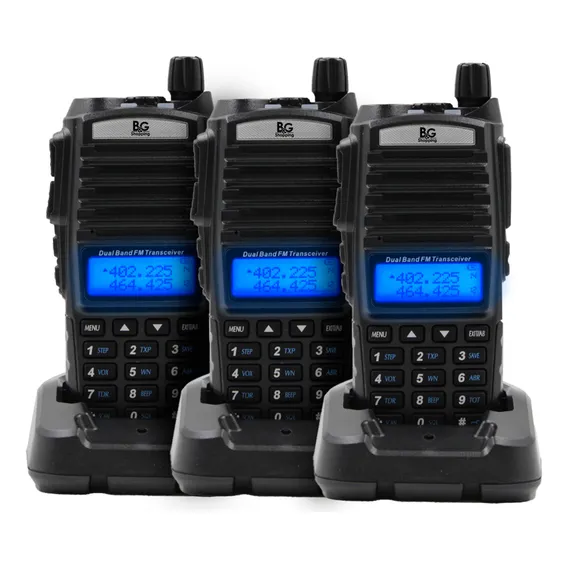 Kit 3 Rádio Ht Comunicador Walk Talk Baofeng Dual Band Uv82 Foto 1