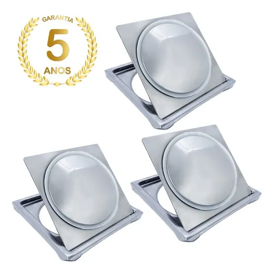 Kit 3 Ralo Click + 3 Porta Grelha 10x10 (9,4x9,4) Inox Cp103 Foto 1