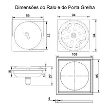 Kit 3 Ralo Click + 3 Porta Grelha 10x10 (9,4x9,4) Inox Cp103 Foto mini  2
