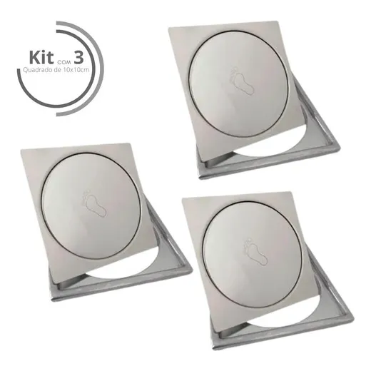 Kit 3 Ralos Click Inteligente 10x10 + 3 Porta Grelha Inox Foto 1