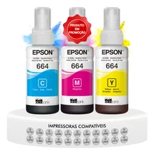 Kit 3 Refil De Tinta Epson 664 - Amarelo, Ciano E Magenta Tinta Colorida Foto mini 1