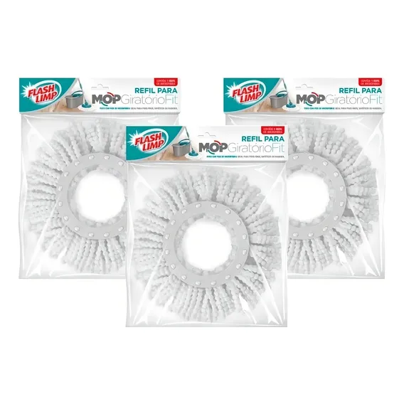 Kit 3 Refil Para Mop Girat贸rio Fit Original Flash Limp Foto 1