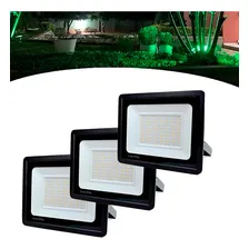 Kit 3 Refletor Led 20w Jardim Verde Holofote Prova D'água Foto  mini 1